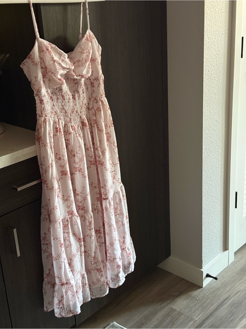 Trixxi Pink Floral Tiered Smocked Sundress